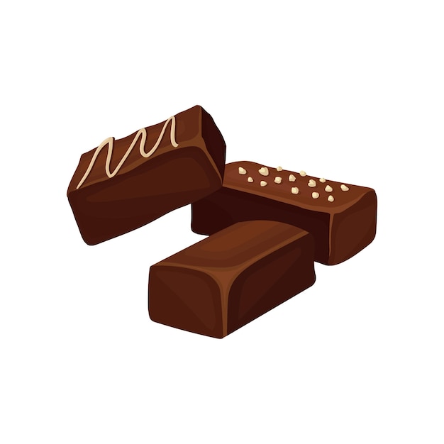 Chocolade snoepjes heerlijk dessert vector illustratie op een witte background