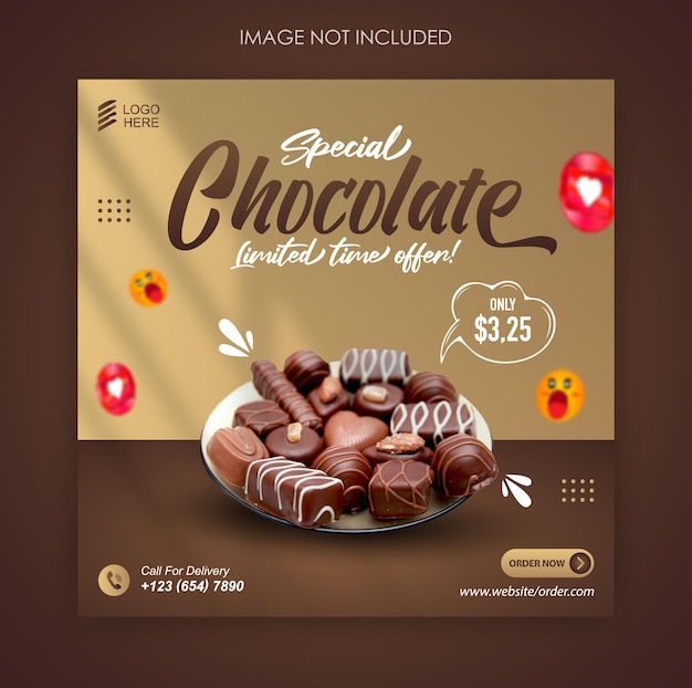 Vector chocolade social media sjabloon