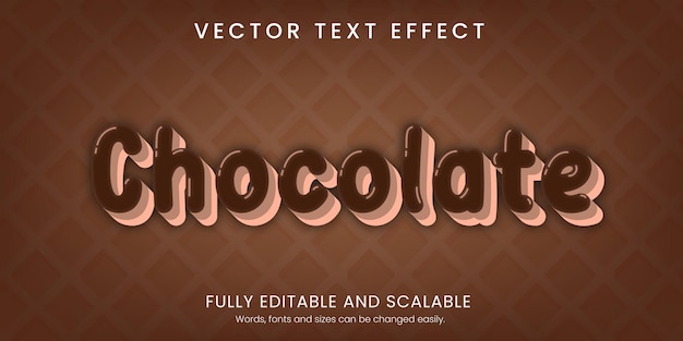 Vector chocolade teksteffect 3d-stijl volledig bewerkbaar met abstracte achtergrond