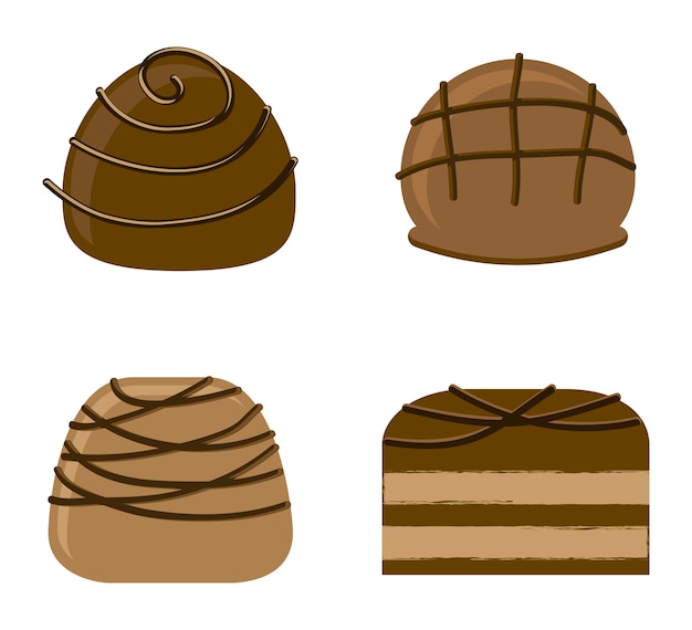 chocolade truffel ingesteld op witte achtergrond vectorillustratie