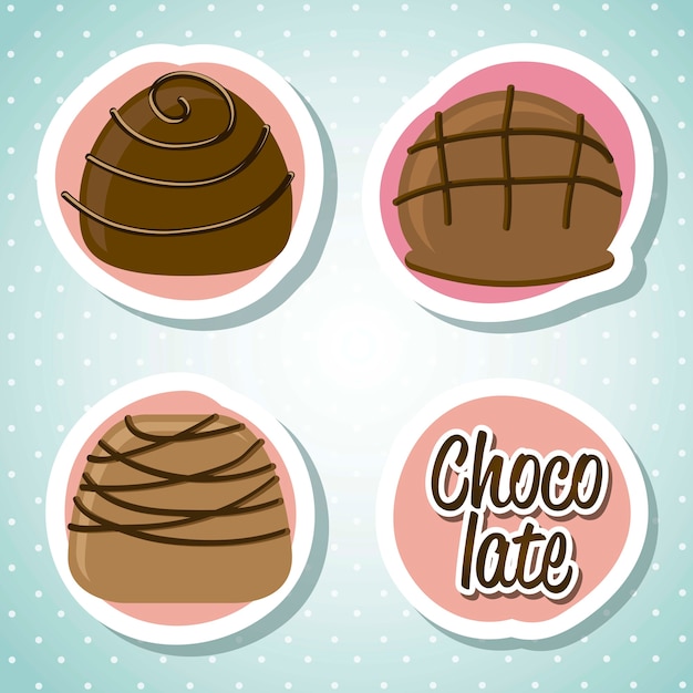 chocolade truffel ingesteld op witte achtergrond vectorillustratie