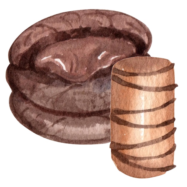 Chocoladedessert aquarel vectorillustratie