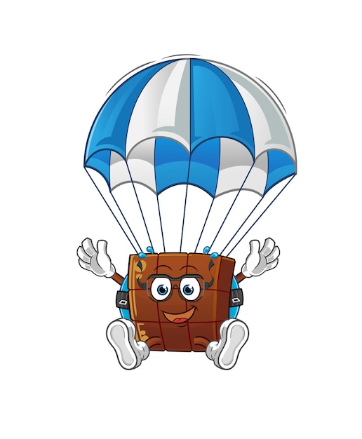 Chocoladereep parachutespringen karakter. cartoon mascotte vector