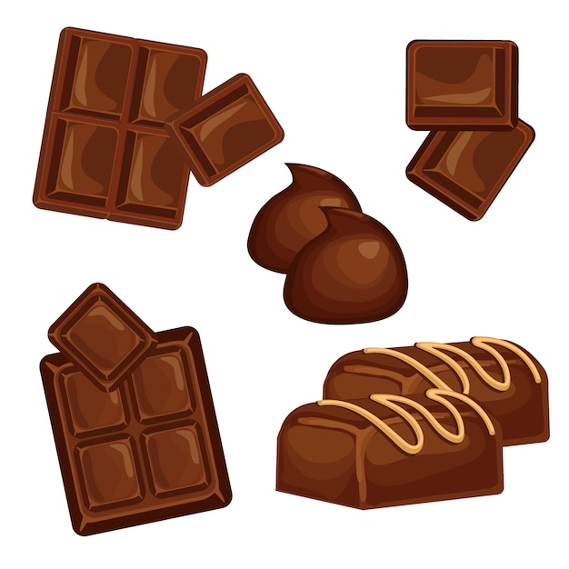 Chocoladerepen en stukken vectorreeks