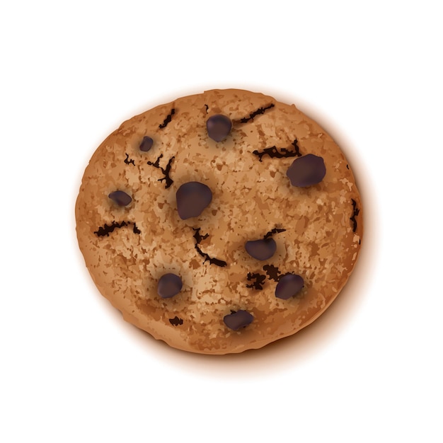 Chocoladeschilferkoekje op witte achtergrond wordt geïsoleerd die
