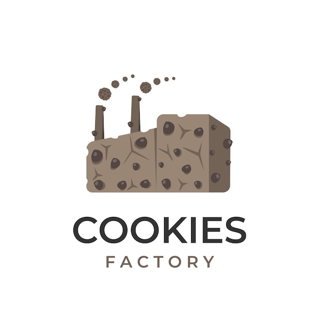 Chocoladeschilferkoekjes fabriek vector illustratie logo