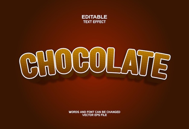 Vettore effetto testo banner 3d al cioccolato