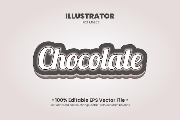 벡터 초콜릿 3d 편집 가능한 텍스트 효과 스타일