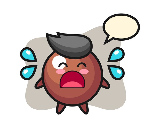 Vector chocolate ball cartoon with crying gesture