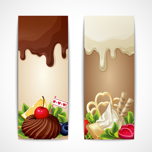 Vettore banner di cioccolato verticale