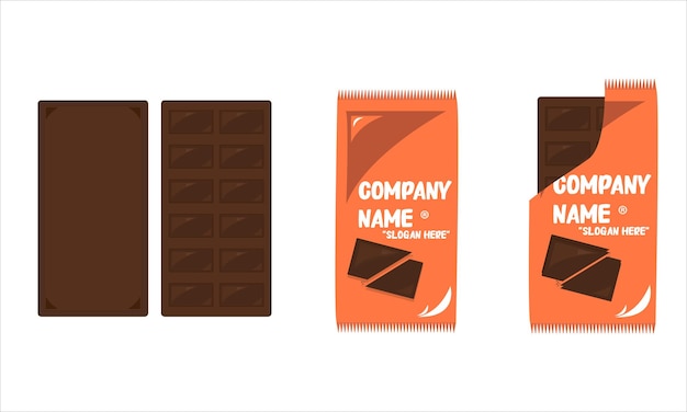 Chocolate Bar Bar Front Back Packed And Wrap opened Chocolate Bar Modern Vector Logo Design