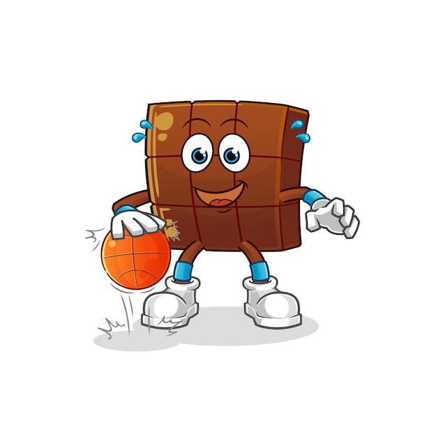 Chocolate bar dribble basketball character. cartoon mascot vector