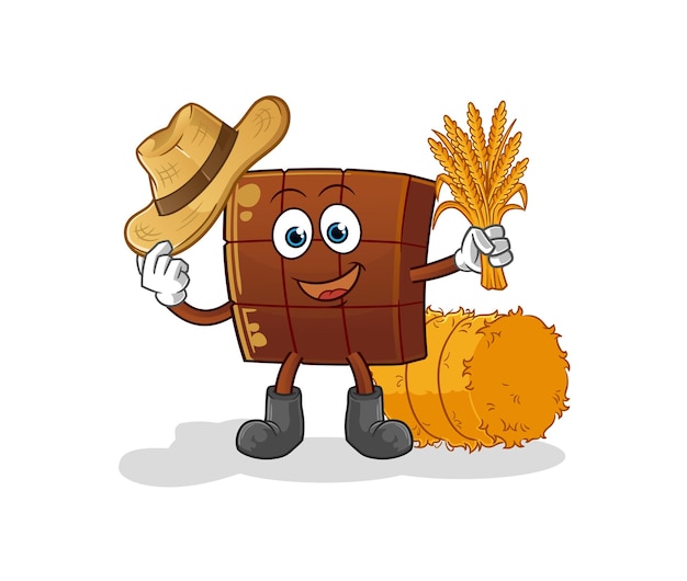 Chocolate bar farmer mascot. cartoon vector