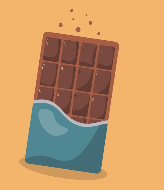 Illustrazione piatta della barra di cioccolato icona di cioccolato