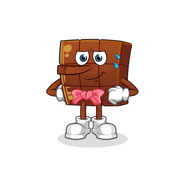 Chocolate bar lie like Pinocchio character. cartoon mascot vector