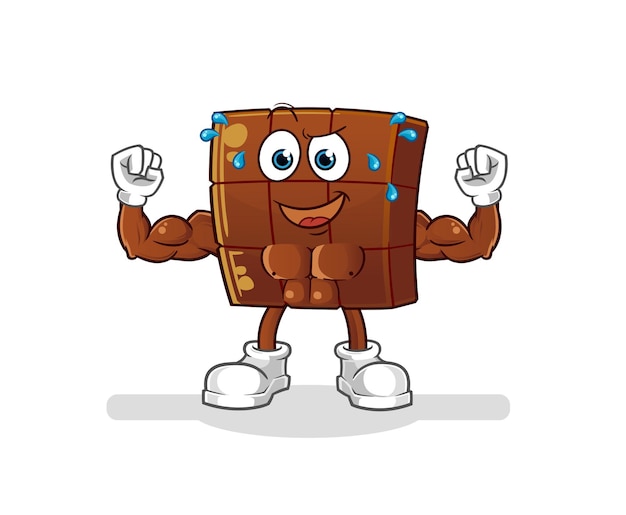 Chocolate bar muscular cartoon. cartoon mascot vector