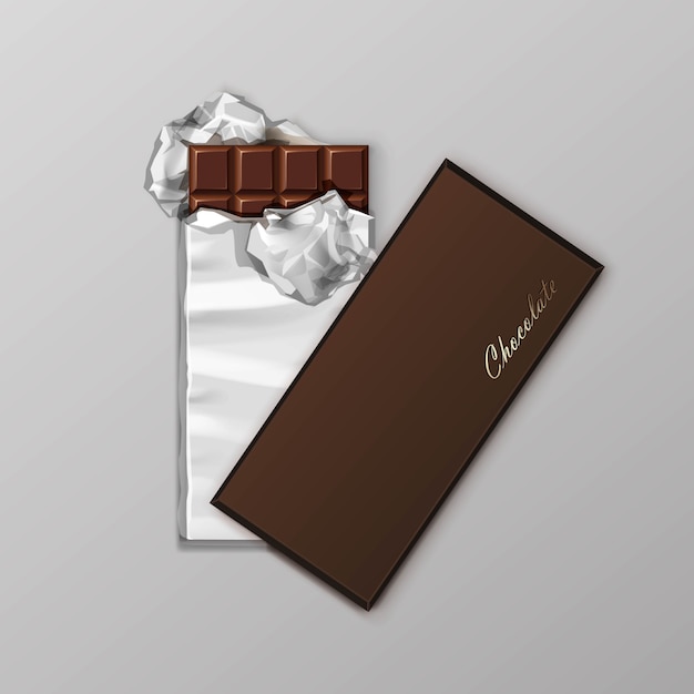 Vector chocolate bar package packaging brown pack set