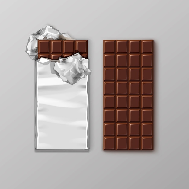 Vector chocolate bar package packaging white pack set