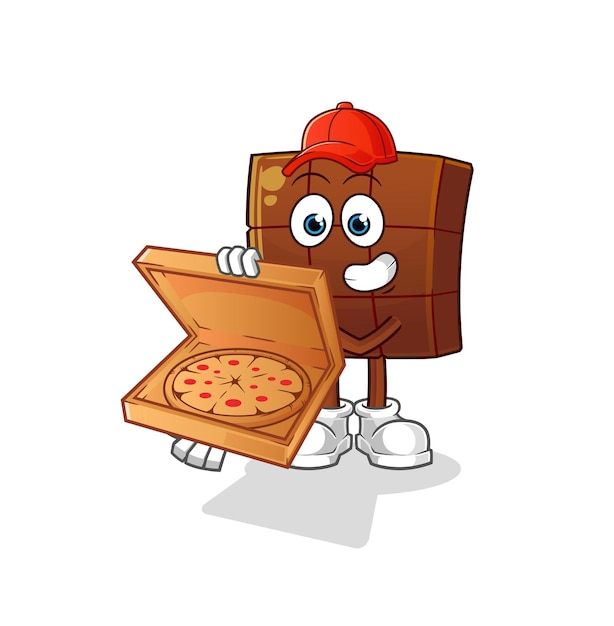 초콜릿 바 피자 배달 소년 벡터입니다. 만화 캐릭터