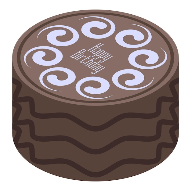 Chocolate birthday cake icon Isometric of chocolate birthday cake vector icon for web design isolated on white background