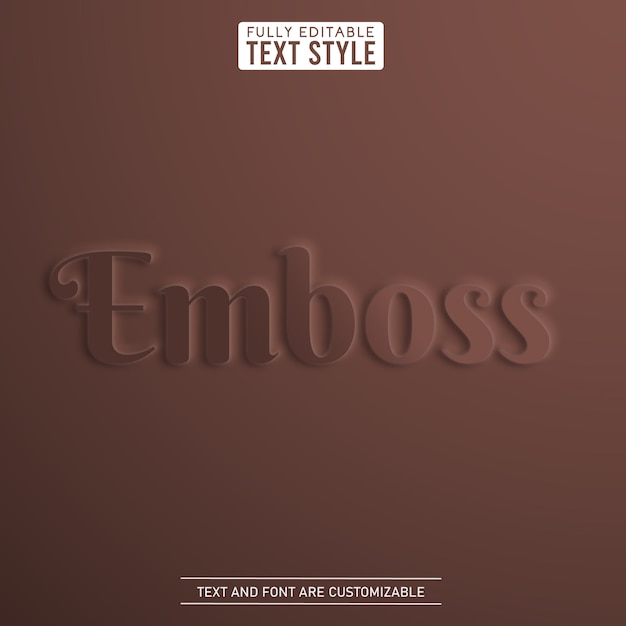 Vector chocolate brown leather emboss editable text effect