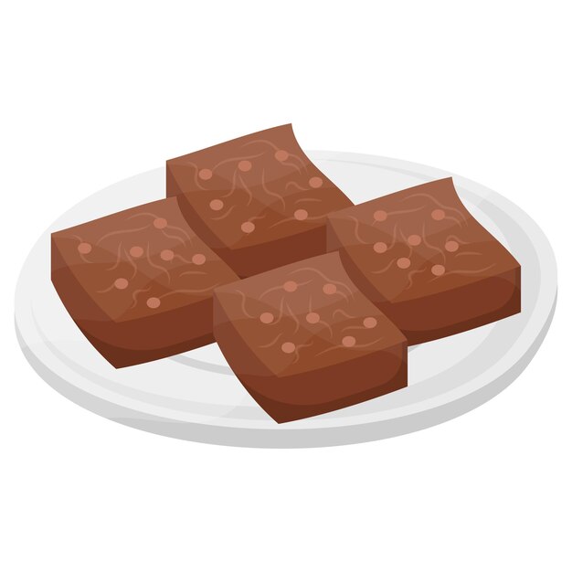 ベクトル チョコレート ブラウニー 正方形またはバー形状のコンセプト 焼き菓子ケーキ ナット ベクトル ファーストフード