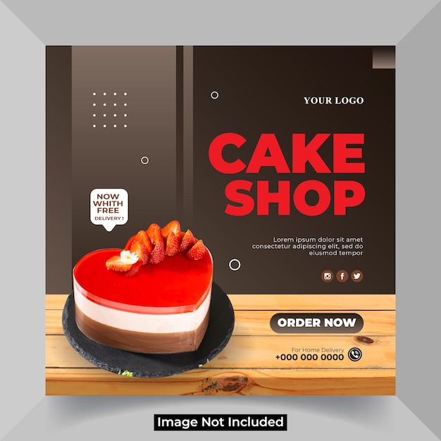 Vector chocolate cake banner template post for businnes social media