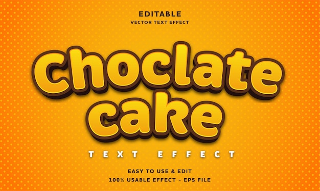 Chocolate cake editable text effect with modern and simple style