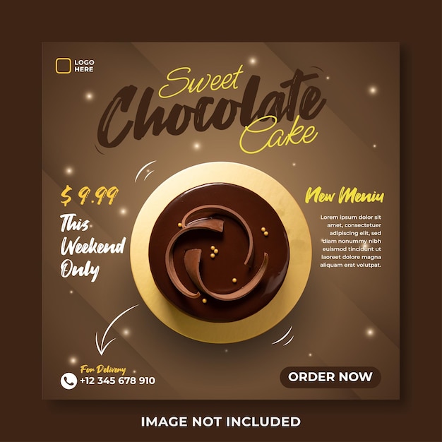 Vector chocolate cake social media post template