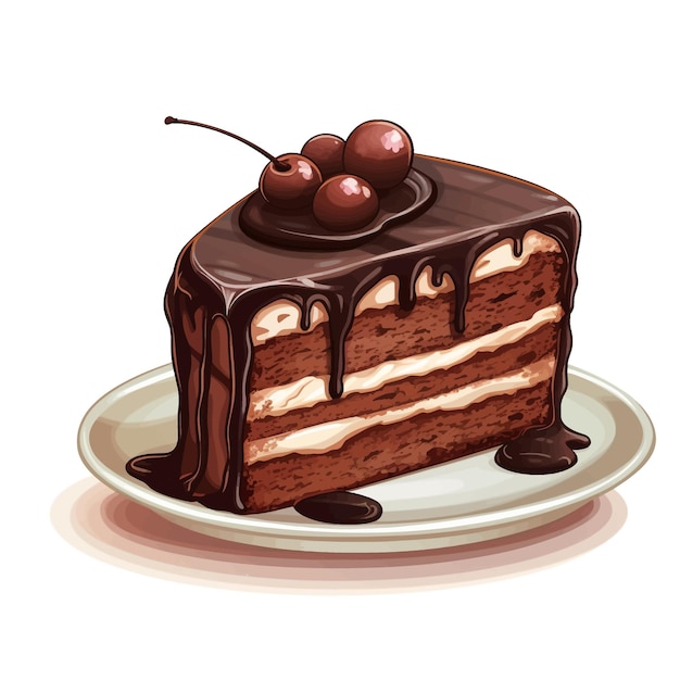 Vector chocolate cake vector clipart white background