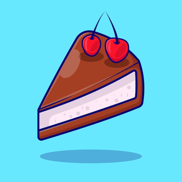 초콜릿 케이크 벡터, 평면 아이콘, 평면 디자인