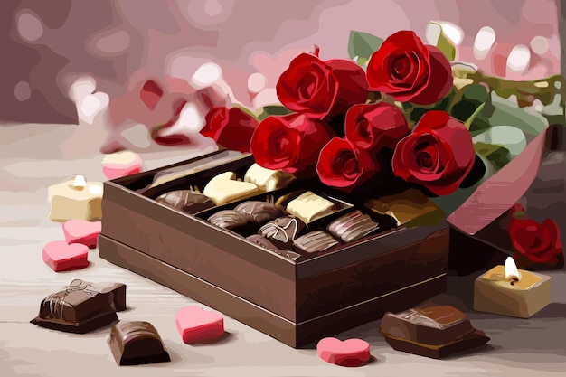 Chocolate candies in gift box