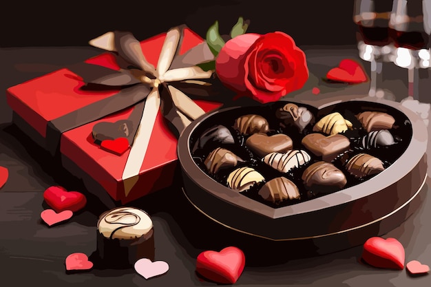 Chocolate candies in gift box