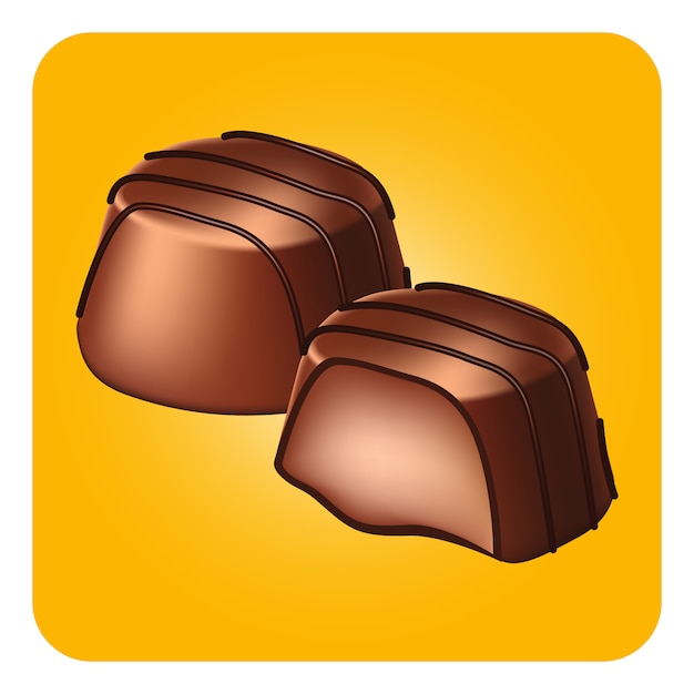 Vector chocolate candies on yellow