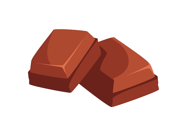 ベクトル チョコレート キャンディのコンセプト甘いペストリー製品のデザートと珍味テンプレートとレイアウト チョコレートの 2 つのバー漫画の白い背景で隔離のフラット ベクトル図
