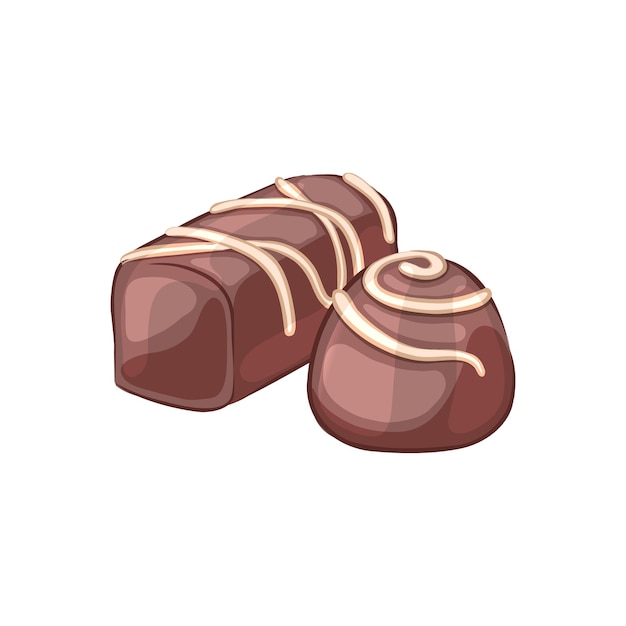 Glassa di caramelle al cioccolato. icone dei cartoni animati. oggetti isolati su sfondo bianco