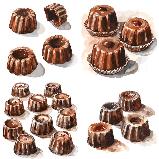 Vector chocolate canels clipart watercolor