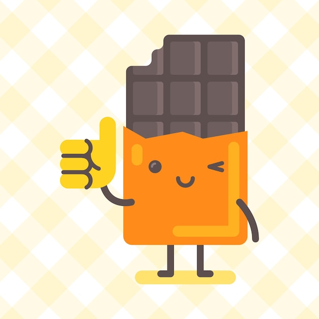 Chocolate character showing thumbs up and winking Funny character