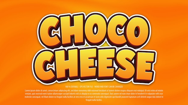 Chocolate cheese 3d cartoon editable text effect