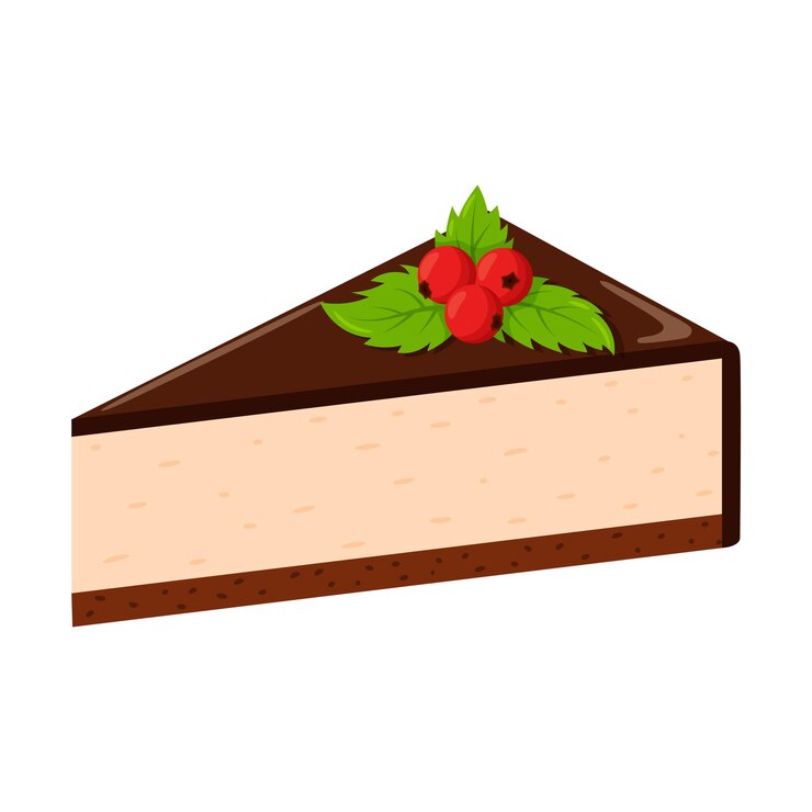 वेक्टर chocolate cheesecake with berries and mint leaves