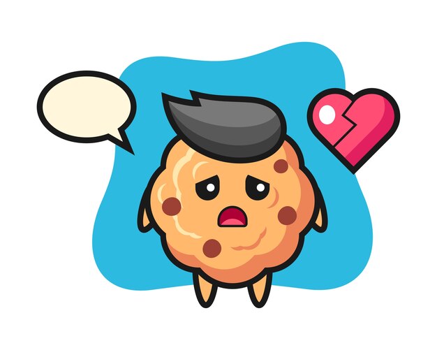 Chocolate chip cookie cartoon  is broken heart