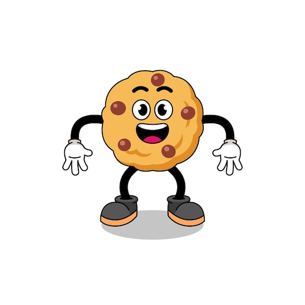 Chocolate chip cookie cartoon met verrast gebaar karakterontwerp