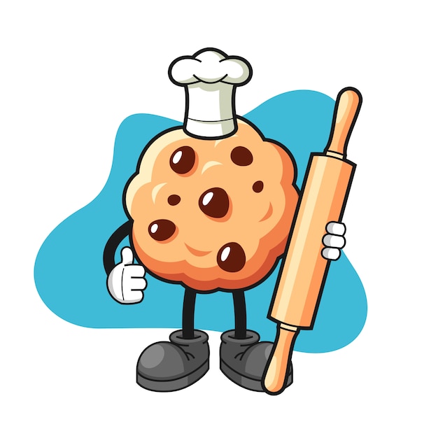 Chocolate chip cookie cartoon with thumbs up pose