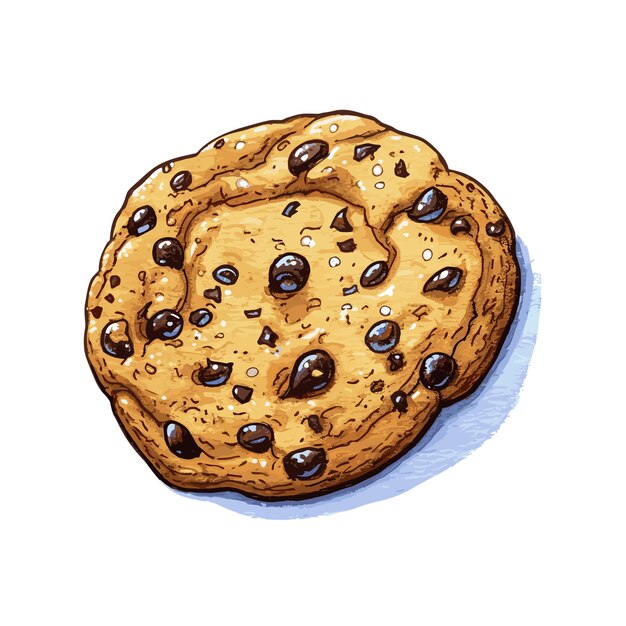 chocolate chip cookie sticker Illustration Vector