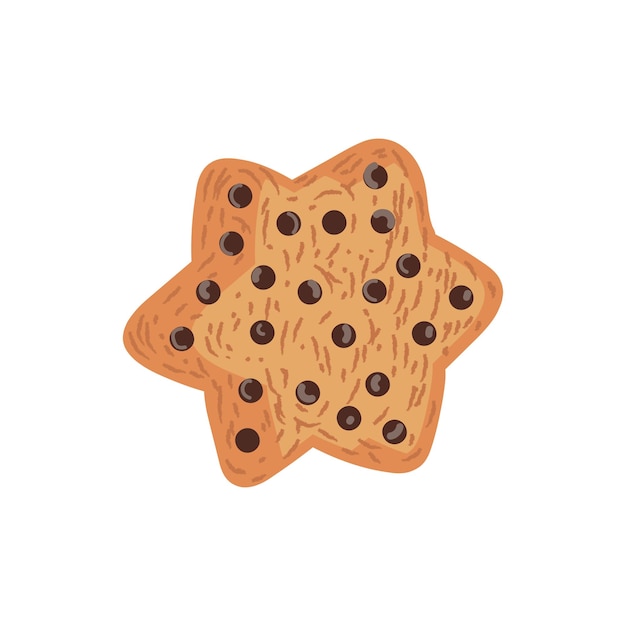 Chocolate chip cookies star shape illustration in vector