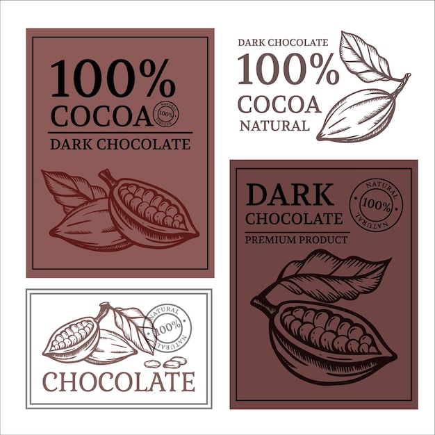 Chocolate and cocoa design of stickers and labels