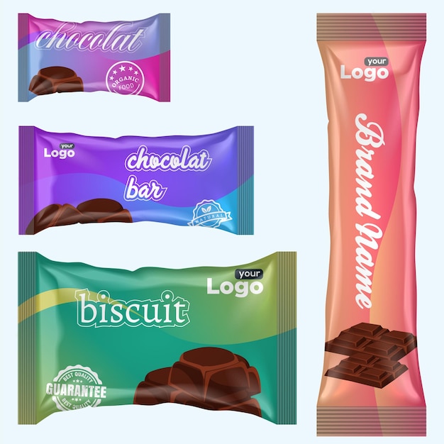 Chocolate cookies pack and chocolate bar package biscuit Chips Packaging design