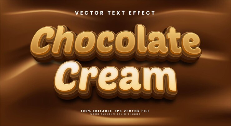 Vector 달콤한 음식 메뉴에 적합한 초콜릿 크림 편집 가능한 텍스트 효과