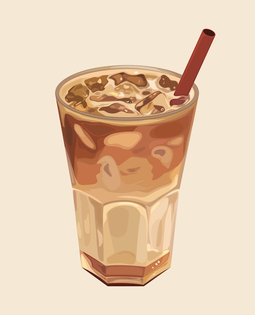 Vector chocolate cream glass dessert coffee drink food ice milk white sweet cold beverage