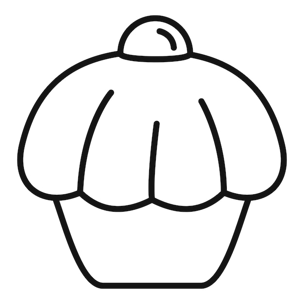 Иконка шоколадного кекса Контур векторной иконки шоколадного кекса для веб-дизайна изолирован на белом фоне